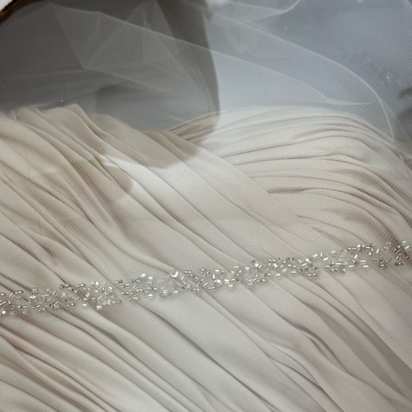 Preserved ivory wedding dress with beaded belt & vail - Picture 14 of 15